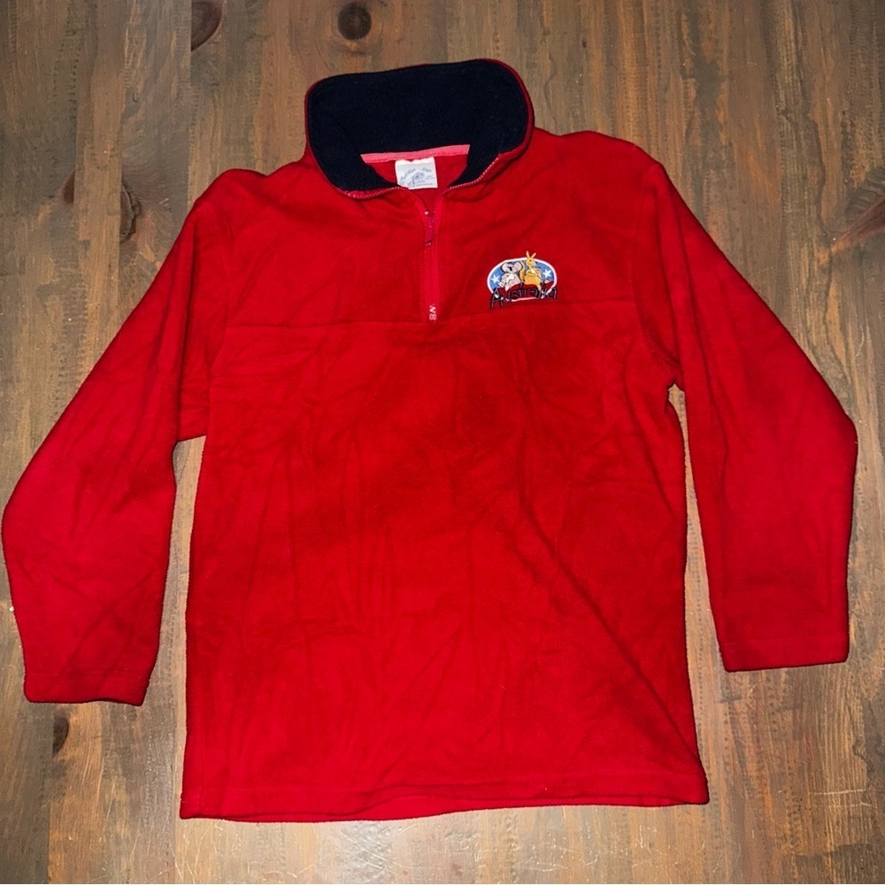 Vtg Embroidered Children’s 1/4 Zip Fleece Made In Australia Kangaroo Koala Sz 10